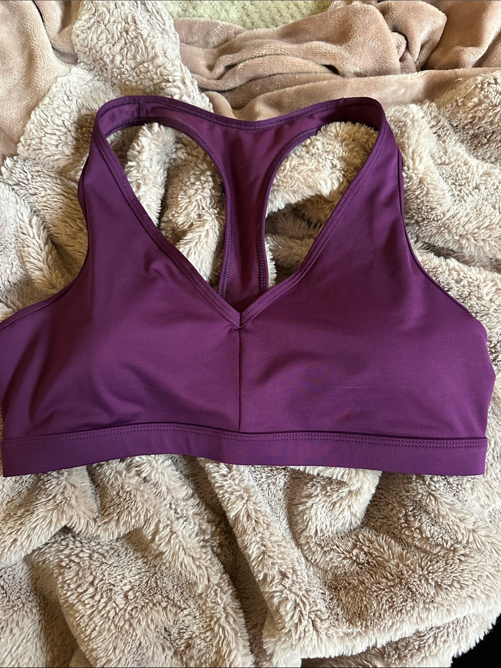 Plum V-Neck Racerback Sports Bra - Women Intimates & Sleepwear